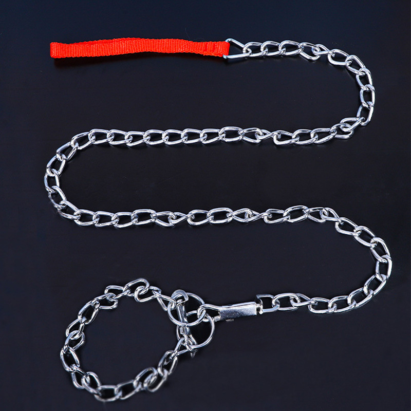 Fábrica en stock al por mayor de cuero Taobao cromado cadena de hierro correa de tracción mordedura-resistente cromado artesanía P Cadena de perro