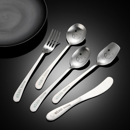 Cute Creative Smiling Knife and Fork Western-style Flat Handle Stainless Steel Korean Chopsticks Fork Student Tableware