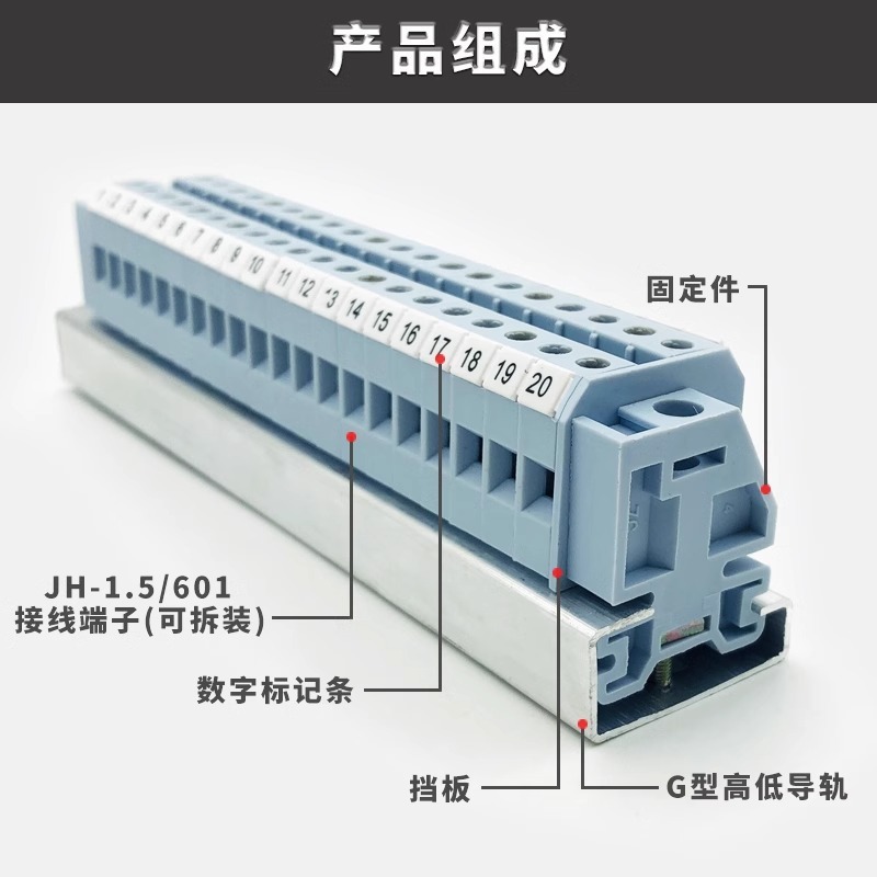 JH6-1.5/601 電圧端子台 2.5平方複合レール端子台トラックコネクタ|undefined