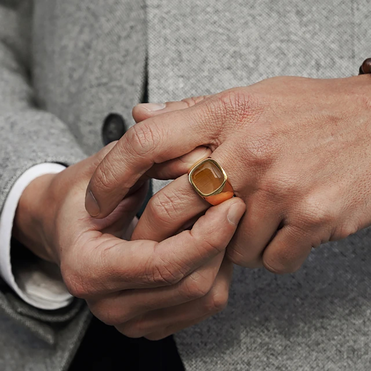 15g Weight Natural Stone, Gem Inlay Material Rings Classification 11, 12, 8 Ring Size 1 Piece Quantity Holiday, Daily Occasion Titanium Steel Material Square Pattern Men's Gender Inlay Design Casual, Retro Style Casual Retro Square Titanium Steel Inlay Natural Stone Gem Men's Rings 8
