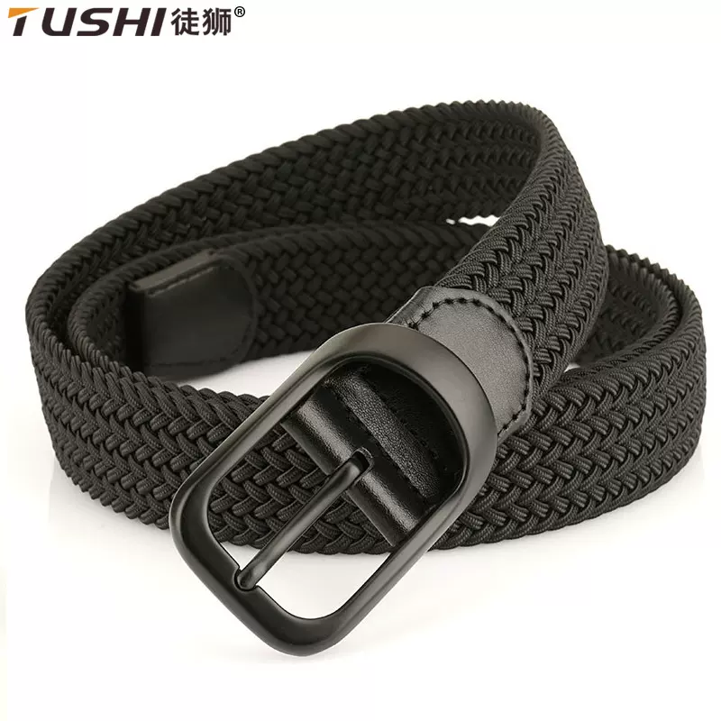 一件代发简约百搭商务男士皮带 批发高尔夫弹力腰带 编织帆布裤带