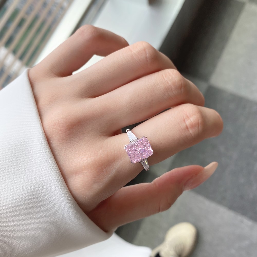 Luxurious Square Sterling Silver Plating Zircon Rings
