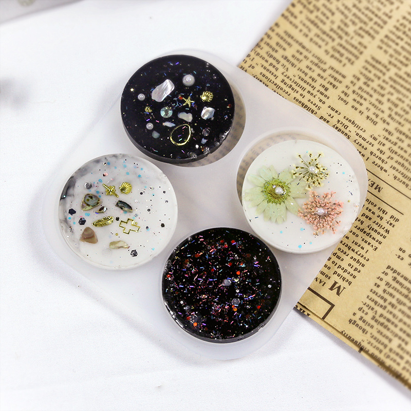 Crystal Droplet Gel 4-in-a-Row Round Airbag Stand Foldable Creative Epoxy Resin DIY Silicone Mold Custom Instagram Style