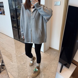 Autumn 2024 New Korean Style Long Sleeve Thickened Double Zipper Loose Large Sweater Women's Korean Style
