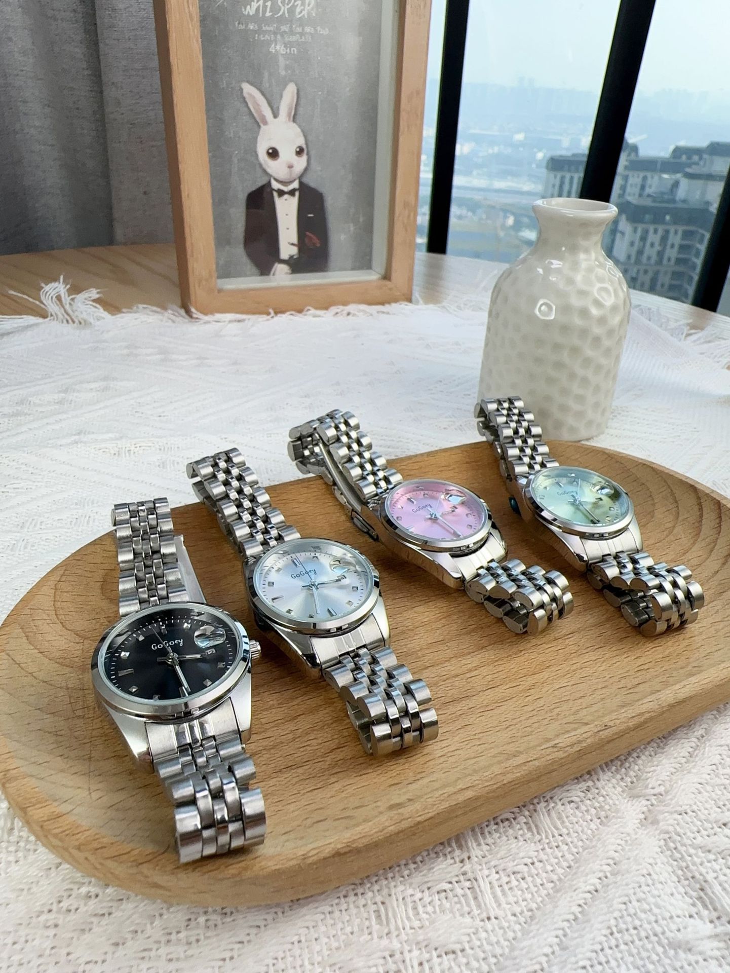 55g Weight Ordinary Glass Mirror Material Steel Belt Strap Material Watch Classification Pointer Display Type Double Side Snaps Buckle Style Round Dial Shape Casual, Daily Occasion Quartz Movement Solid Color Pattern Women's Gender Classic Style Style Classic Style Solid Color Double Side Snaps Quartz Watch Women's Watches 7