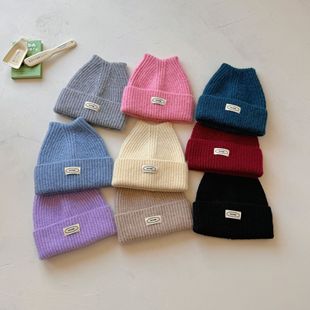 Children's Wool Hat Autumn and Winter Korean Style Warm Knitted Pullover Hat for Boys and Girls Baby Wear Western Style Pullover Hat