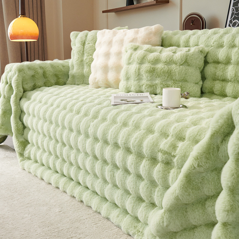 Todo incluido nuevo sofá de otoño y invierno para gatos cubierta de conejo peluche grueso cálido sofá cubierta toalla cojín manta sala de estar