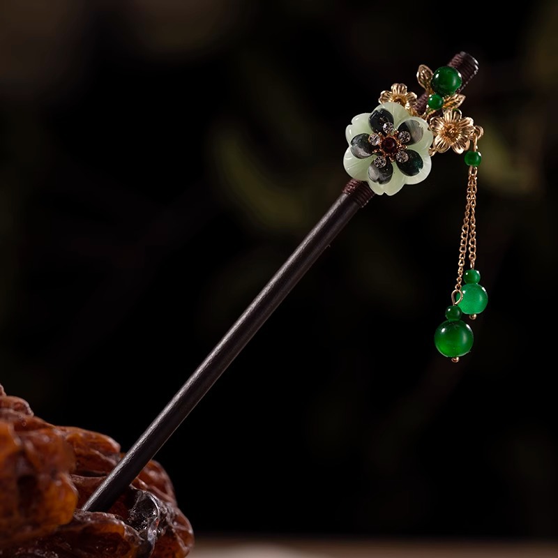 Flor antigua horquilla con flecos para mujer nueva horquilla de pelo moderno chino simple Hanfu cheongsam horquilla tocado paso a paso