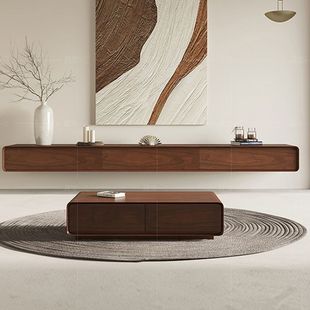 Suspended Solid Wood Wall-Mounted Tv Cabinet Small Apartment Narrow Suspended Ultra-Thin Hanging Wall-Mounted Minimalist Hanging Cabinet Tv Cabinet