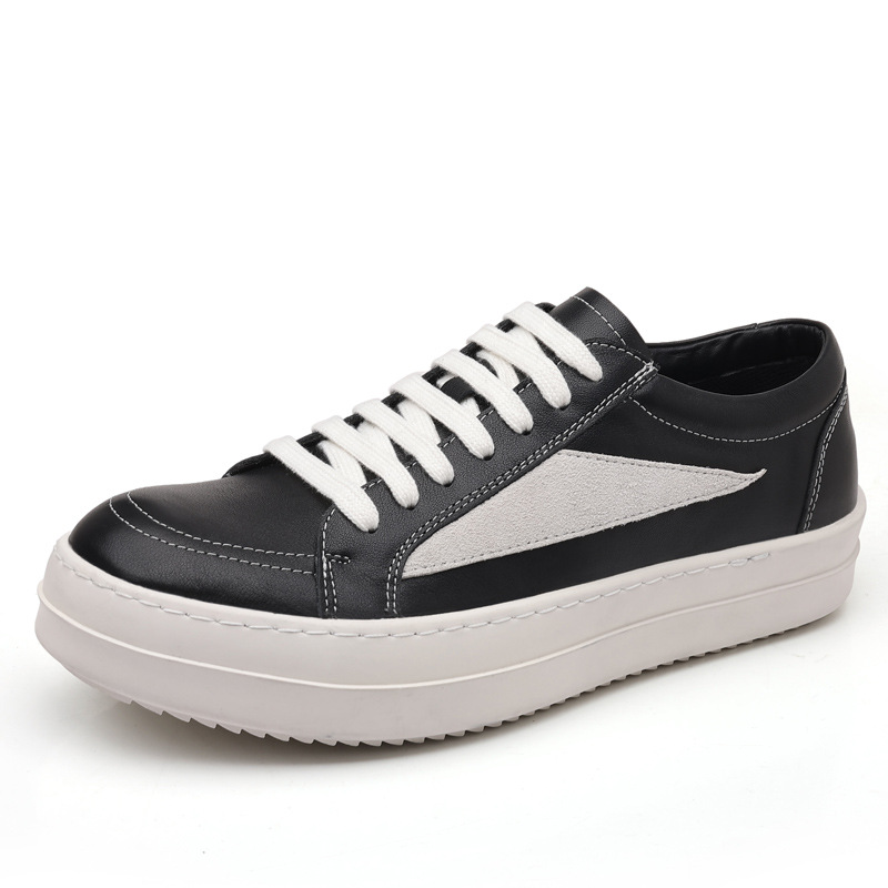 Ro zapatos de hombre de cuero respirado nicho de moda casual zapatos de hombre zapatos de pan americano zapatos de hombre con suela gruesa