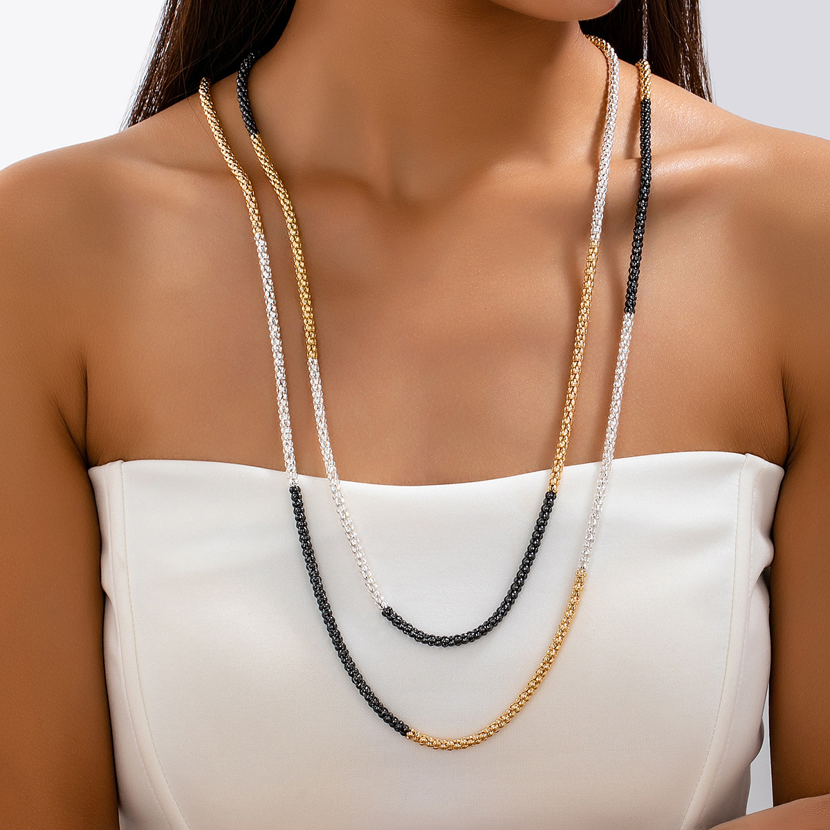 New Independently Developed Cross-Border European and American Fashion High-End Christmas Accessories Color-Blocked Chain