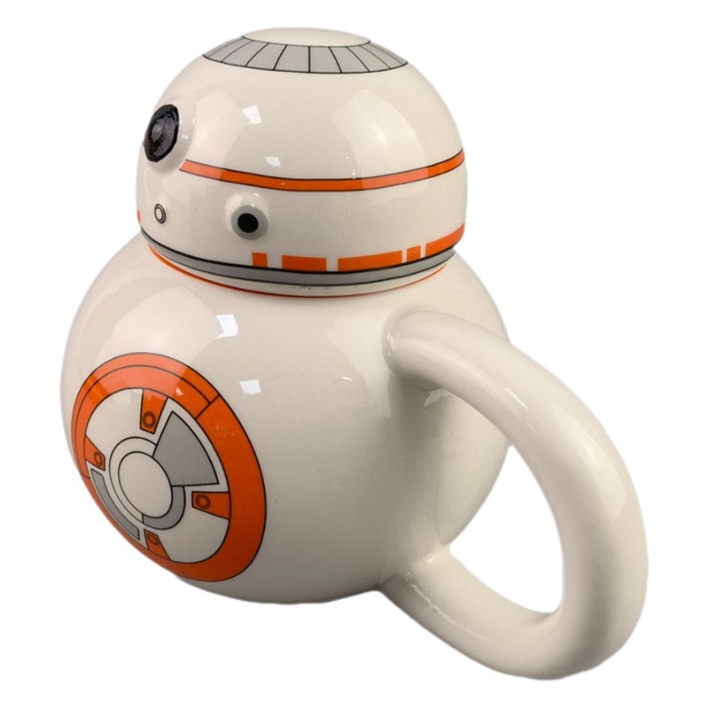 Estrictamente seleccionado Taza de cerámica de STAR WARS 3D BB-8 robot Taza taza de agua de STAR WARS con tapa taza de café