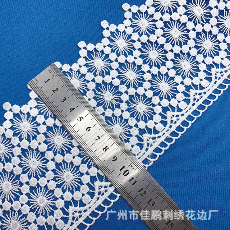 Nuevo 10cm encaje soluble en agua no elástico encaje hueco pestañas encaje blanco leche código de barras accesorios de ropa infantil