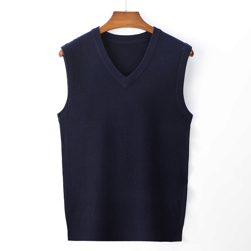Men's Pullover V-Neck New Arrival Middle-Aged Wool Vest Gentleman's Knitted Vest Business Sweater Sleeveless Men