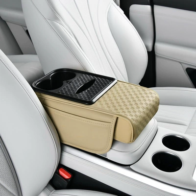 Cup Holder, Car-Mounted Multi-Functional Three-Dimensional – Armrest box pad - beige