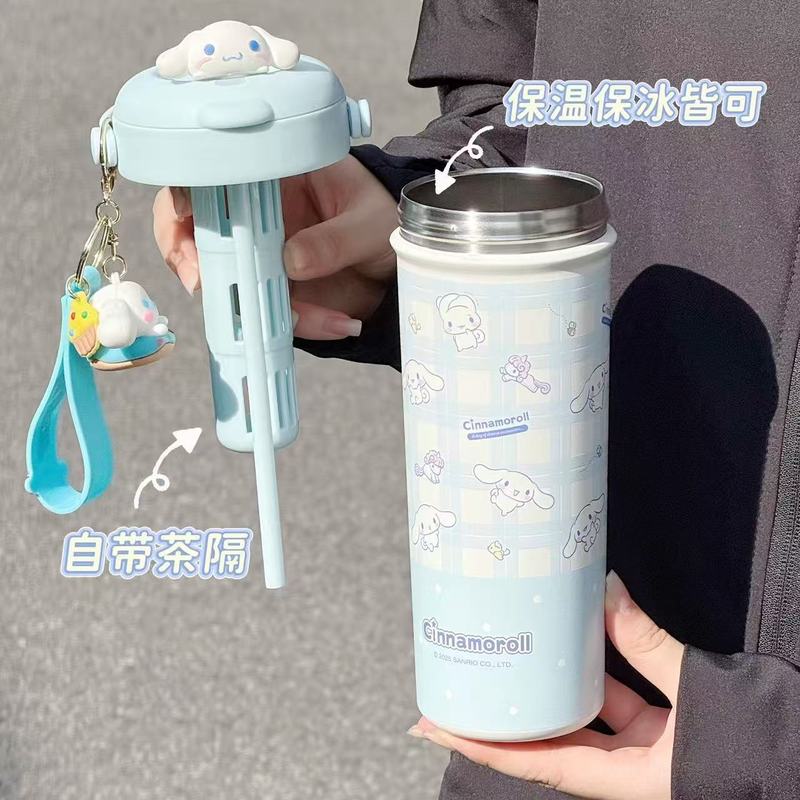 库洛米保温杯女高颜值316不锈钢学生吸管水杯大容量儿童双饮杯子|undefined