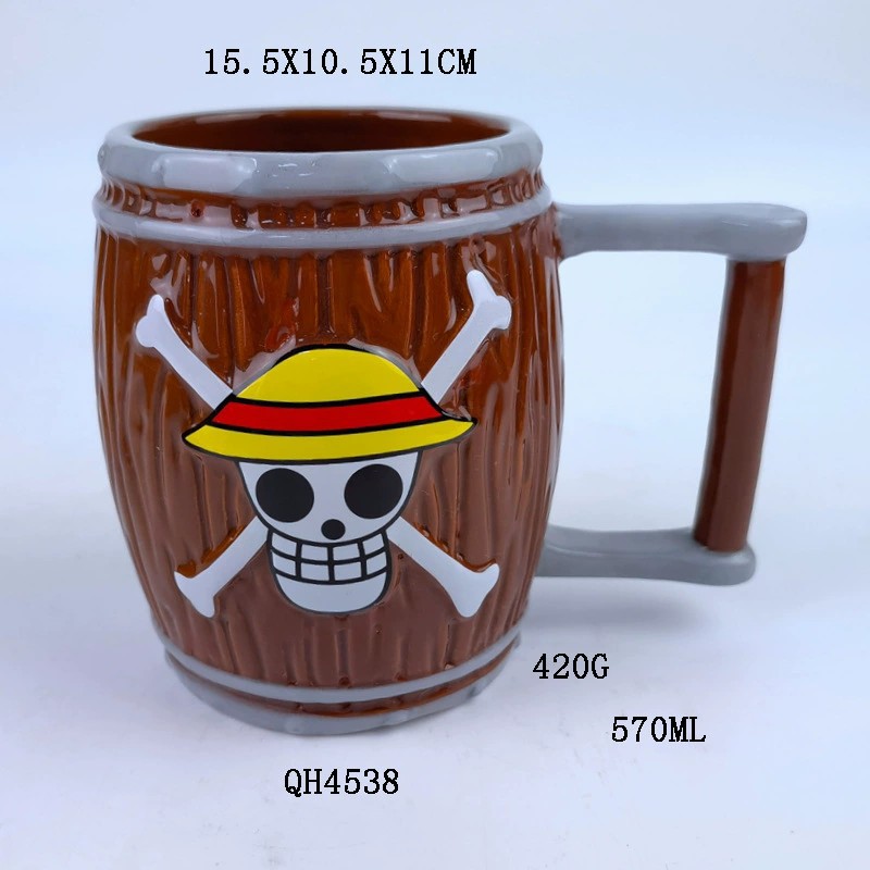 Nuevos productos transfronterizos One Piece barril tazas de cerámica de madera retro tazas de gran capacidad tazas de cerveza tazas de vino