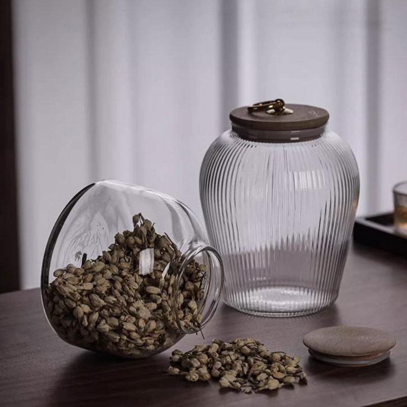 Botella de té de vidrio de alta calidad, botella de almacenamiento, botella de almacenamiento, botella de vacío de café en polvo de grado alimenticio