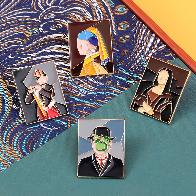 Retro world famous painting badge pin abstract art portrait oil painting clothing accessories brooch art school bag decoration