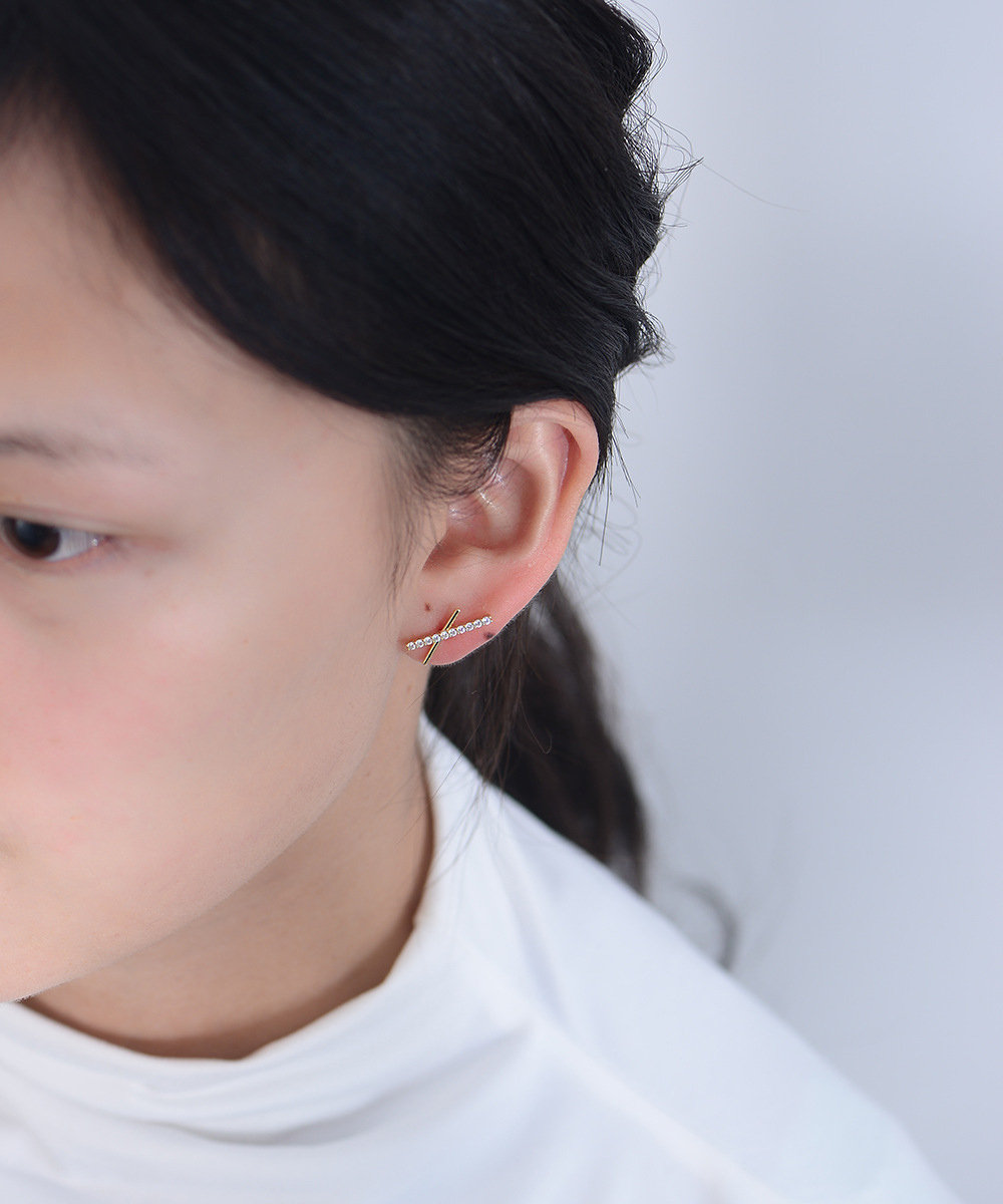 5g Weight 0.03µm Gold Plating Thickness 1 Pair 925 Sterling Silver Zircon Geometric Ear Studs