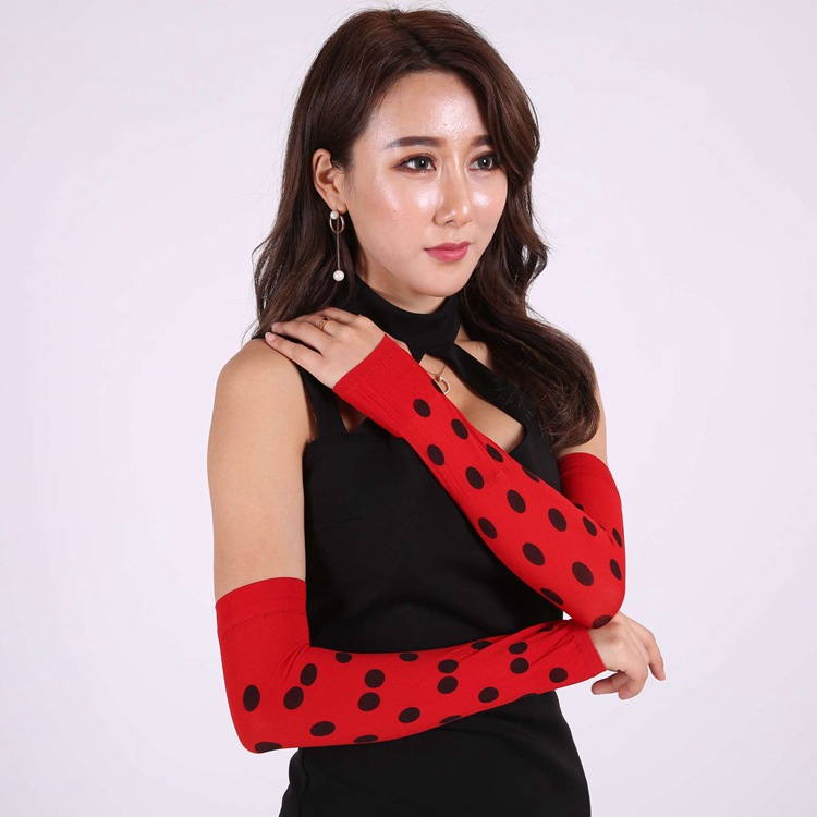 Carnaval cos ladybug ropa accesorios calcetines manga roja punto negro calcetines manga calcetines de dibujos animados