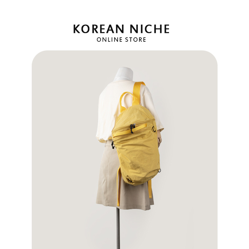 Korėjietiška laisvalaikio nailono kuprinė, atspari vandeniui, paprasta, didelės talpos, klostuota ir tingi, universali kuprinė._voghion.com