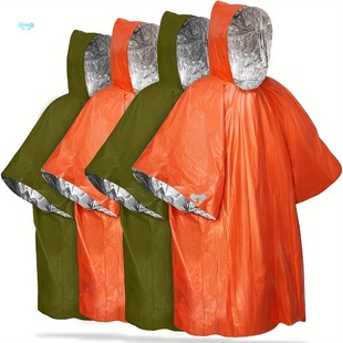 Emergency Rain Poncho 4 Pack Retains 90% Body Heat Reusable
