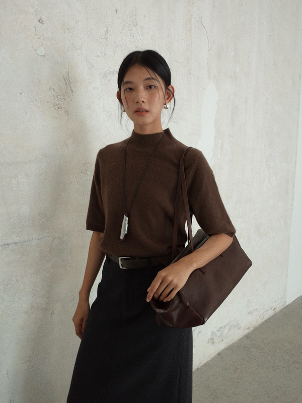 MMC DITION短袖针织衫女秋季新款韩系显瘦高级感羊毛半高领打底衫|undefined