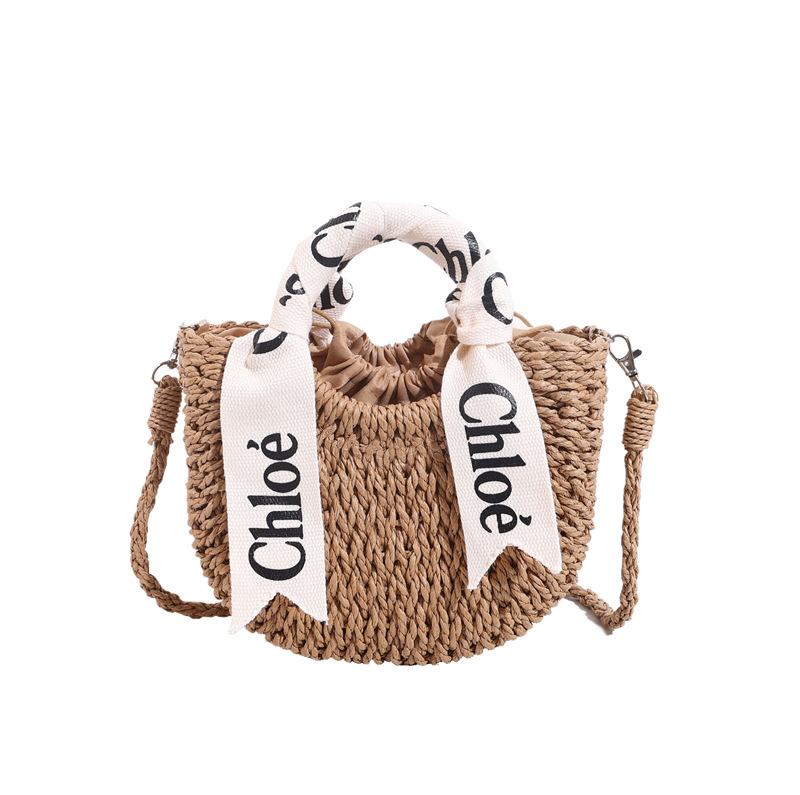 Summer Woven Bag For Women, Niche Design Semi-Circle Straw Bag, Casual Vacation Style Beach Bag, Handbag & Crossbody Bag - Thumbnail 5