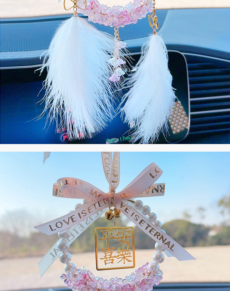 Carefully Selected Internet-Famous Lily of the Valley Crystal Car Pendant for Girls, Goddess Decoration for Car Interior, Peace and Joy Ornament