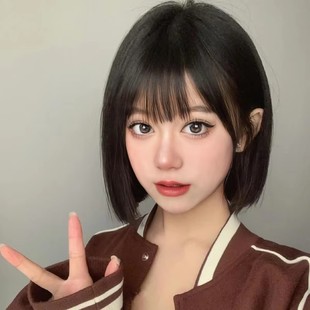 Tik Tok Cross-Border African Air Bangs Short Hair Bobo Head Full Wig Chemical Fiber Wig Factory Wholesale