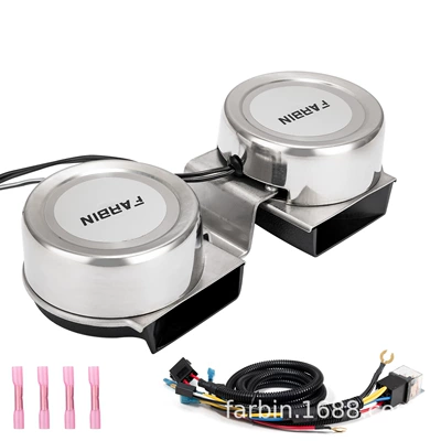 Car horn/tweeter 304 Stainless Steel Marine - ultra-thin-stainless-steel-snail-pair-relay-harness
