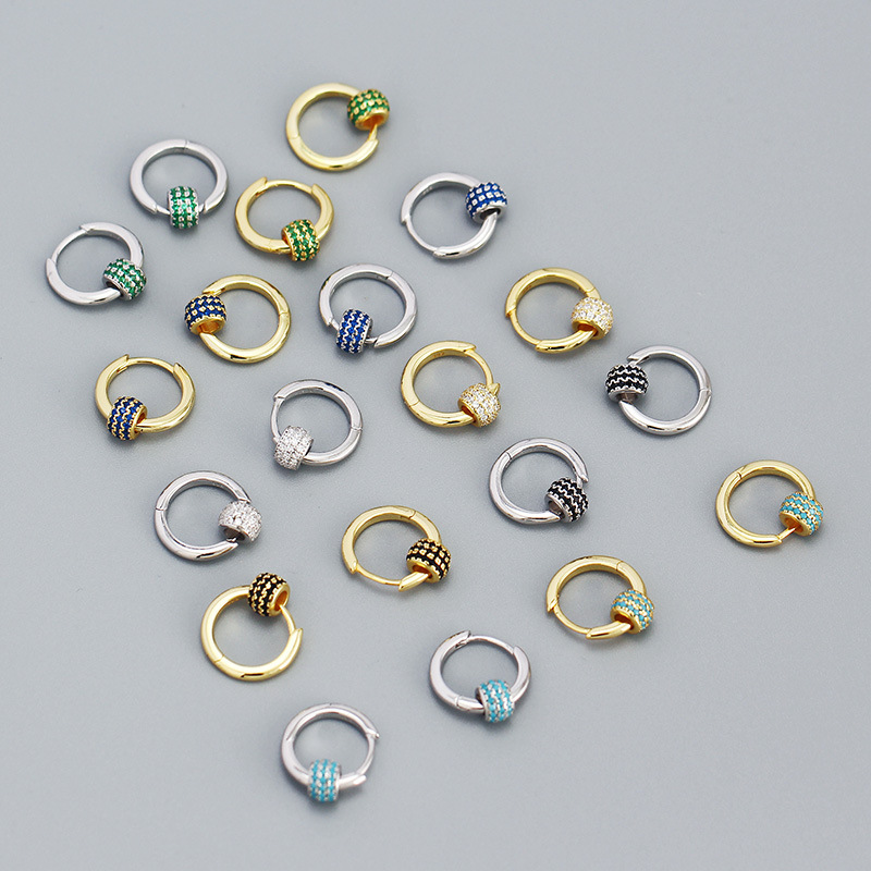 5g Weight 0.03µm Gold Plating Thickness Electroplating Gold Plating Process Sweet Geometric Sterling Silver Earrings Plating Metal Turquoise Rhinestone 925 Silver Earrings