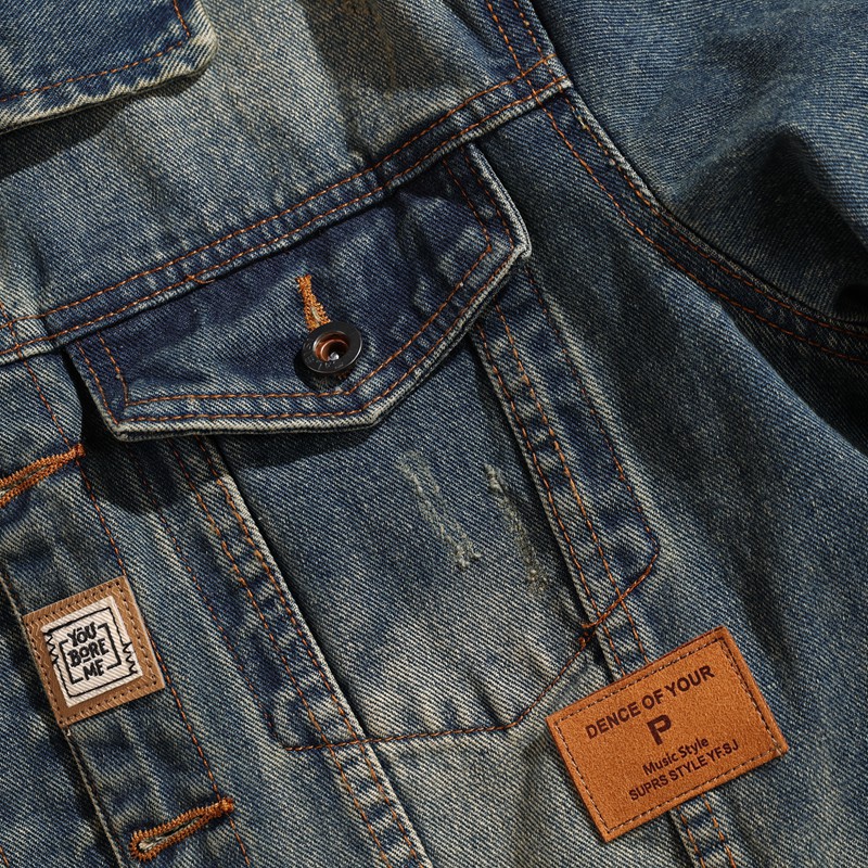Herr denimjacka retro höst vinter tvättad slim trendig stil_voghion.com