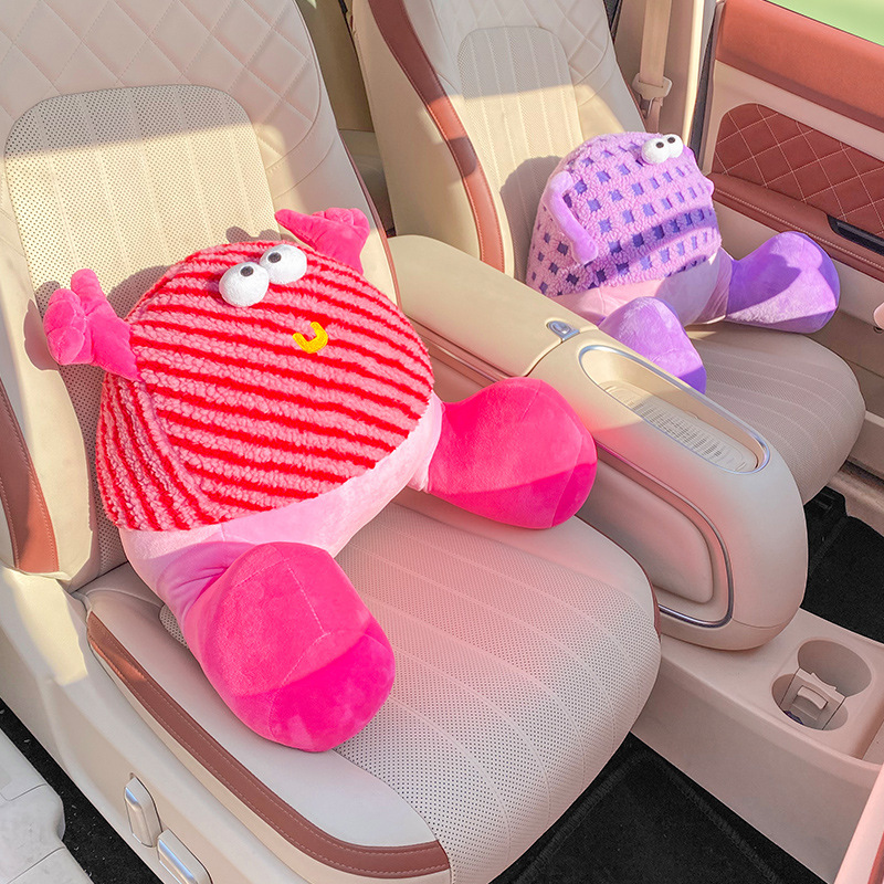 Car lumbar support, driving backrest, lumbar support, car seat lumbar support, cartoon monster, office car lumbar pillow for women