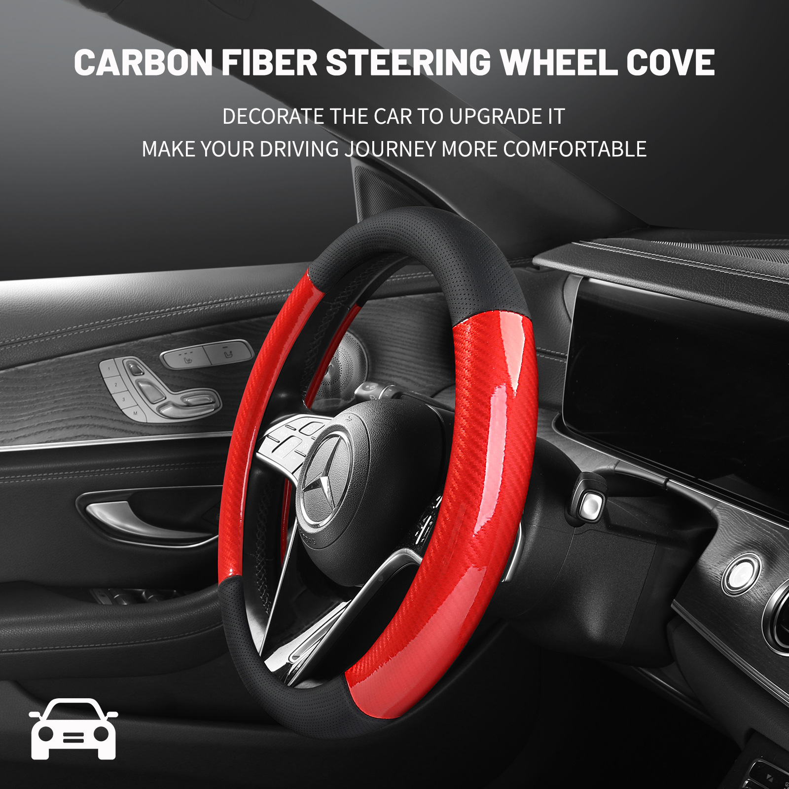 High Quality Car Steering Wheel Cover Leather Perforated Carbon Fiber Car Handlebar Cover Protective Cover Amazon Four Seasons Car Products