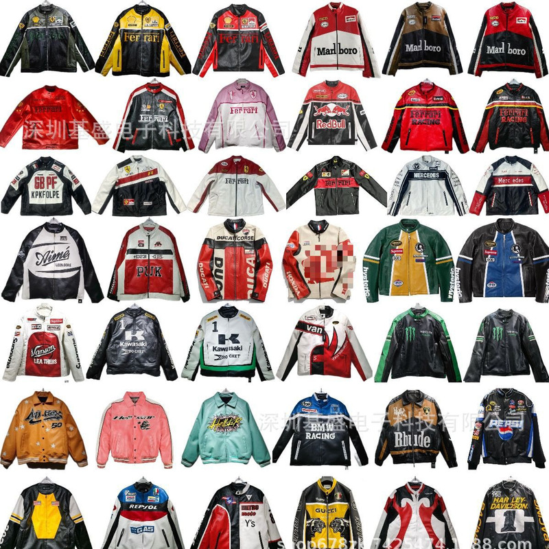 2025 All Styles F1 Heavy Embroidery Pu Leather Jacket Casual Biker Riding Suit European and American Loose Jacket Customization