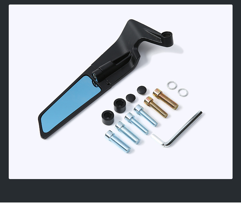 Motorcycle Rearview Mirror Aluminum Alloy Rotatable Fixed Wing Rearview Mirror High-Definition Large Field of View Blue Mirror Modification Accessories
