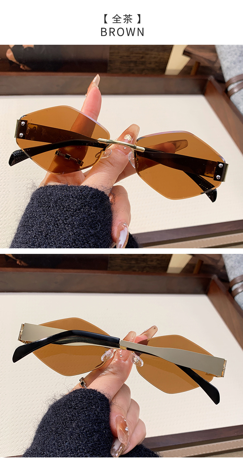 Outdoor, Travel Occasion Elegant Simple Style Solid Color PC UV400 Protection Polygon Frameless Women's Sunglasses