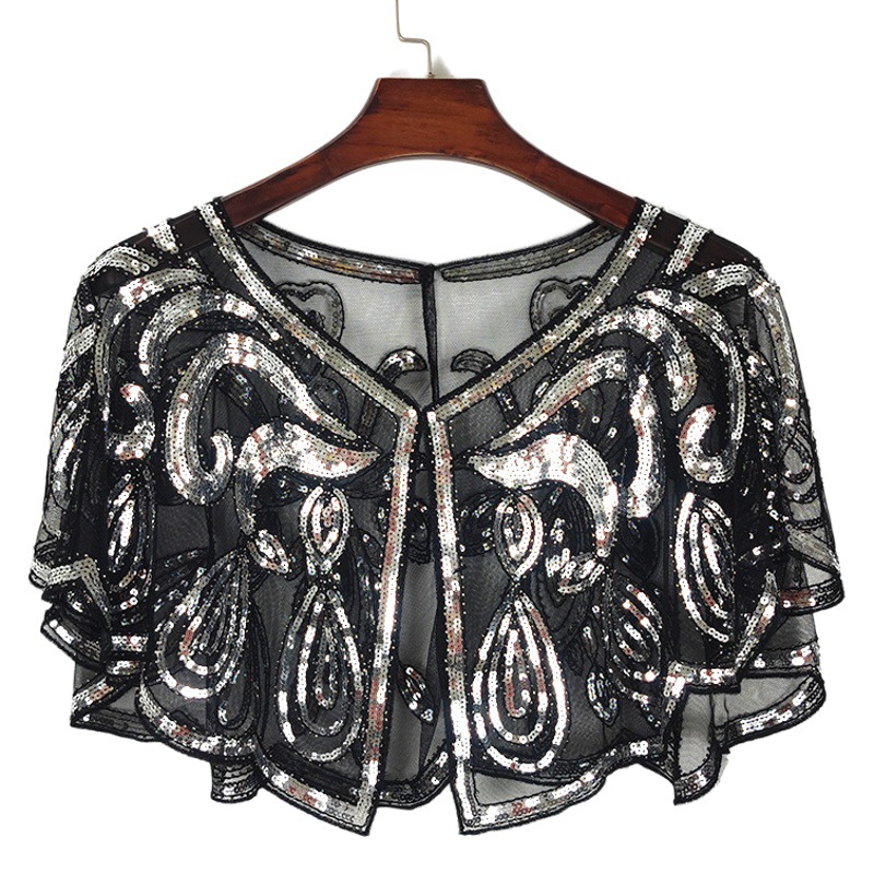 Summer Women's Mesh Sequin Thin Shawl, Versatile Dress for Outerwear, European and American Foreign Trade, Amazon Pullover