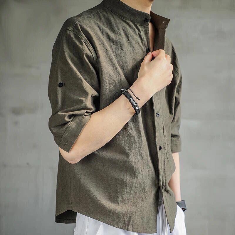 Linen Shirt Men's Short-sleeved Shirt Loose Men's Chinese Style Summer Cotton Linen Men's Casual Coat Long-sleeved Top