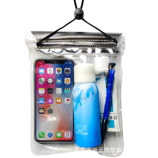 Factory spot PVC inflatable mobile phone waterproof bag transparent touch screen sealed bag for swimming and rafting 6.5 inches