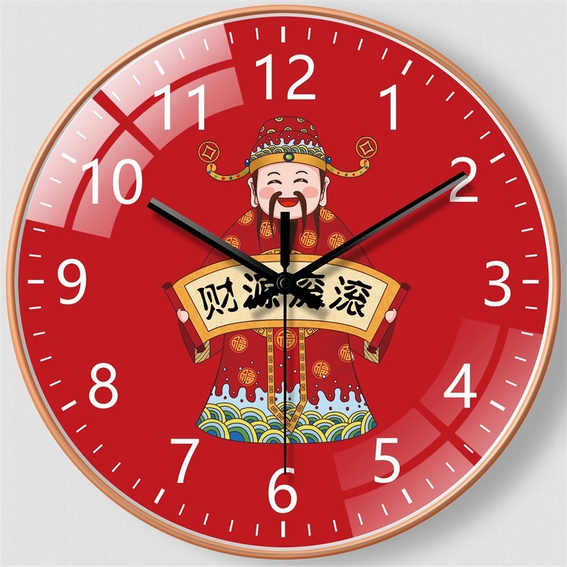 8インチ（20cm）家庭用掛け時計、リビングルーム用財神時計、壁掛け式、穴あけ不要、クリエイティブな時計、工場卸売、クォーツ時計|undefined