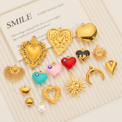 18kメッキ工芸ステンレス桃心小物ペンダント手作りdiyネックレスブレスレットアクセサリー卸売り