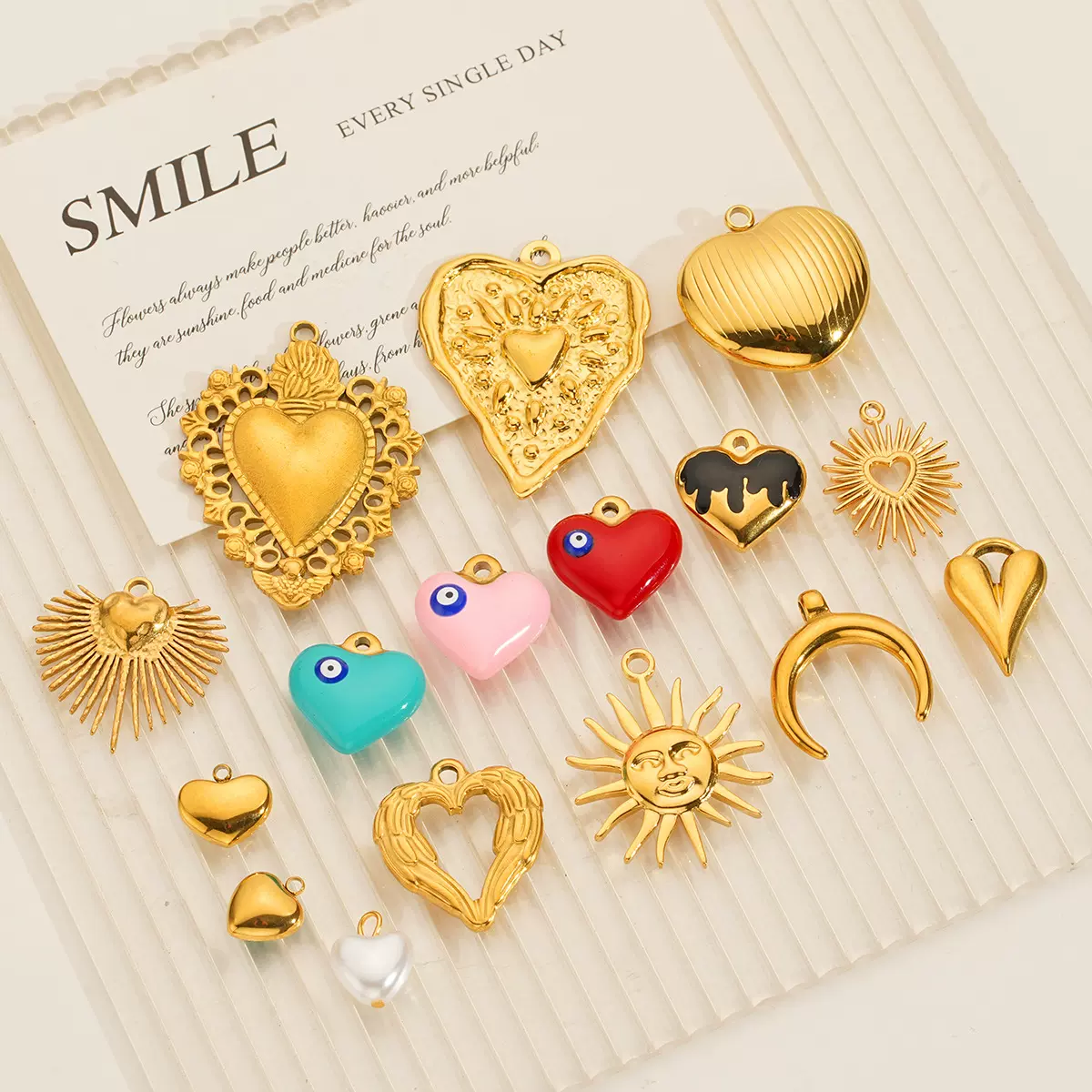 电镀不锈钢配件爱心吊坠小饰品挂件手工diy配件链条饰品配件批发