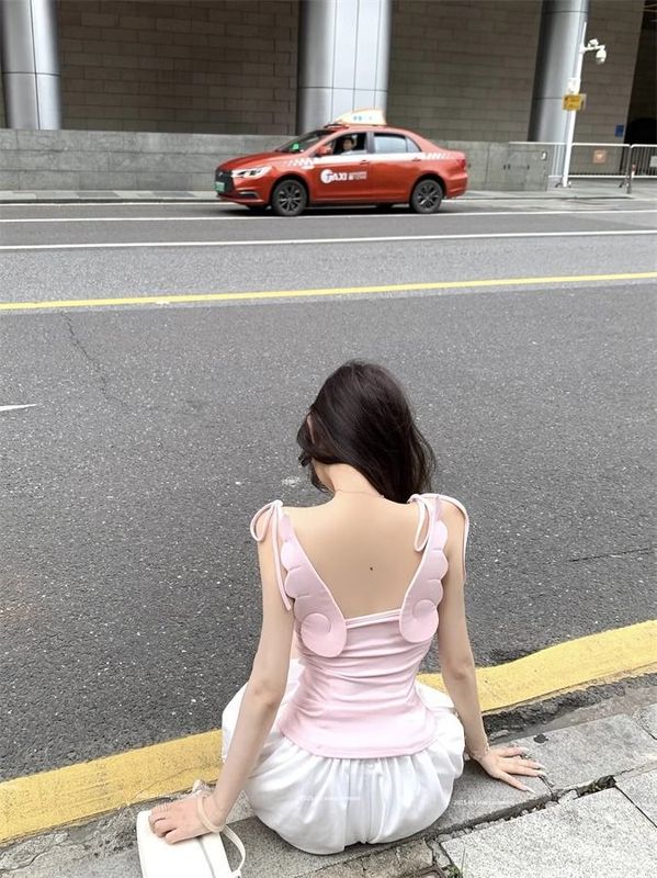 2025新款纯欲少女后背翅膀吊带背心女夏季辣妹修身百搭外穿上衣|undefined