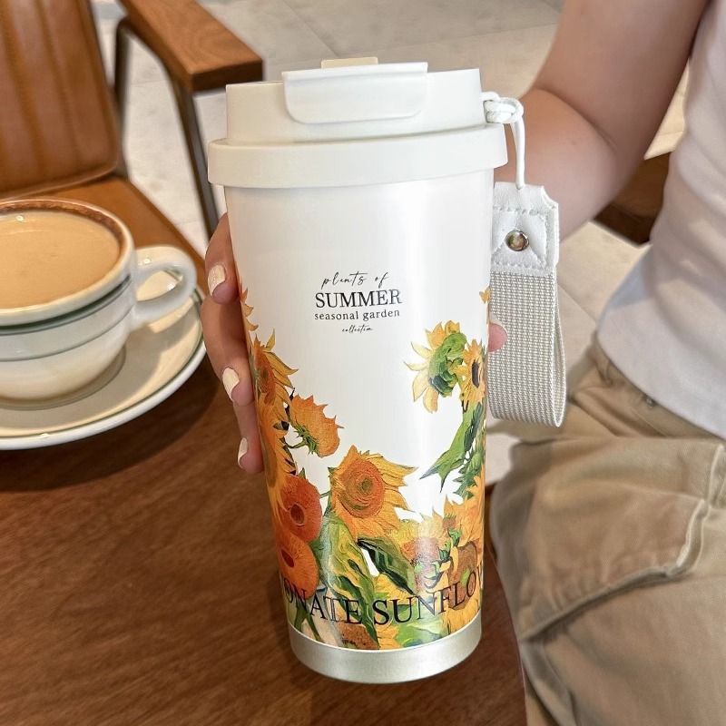 玲兰花保温杯316咖啡杯子女生高颜值双饮水杯梵高铃兰花水杯礼品|undefined