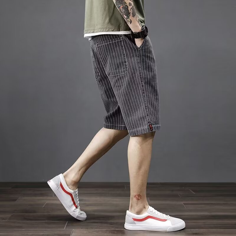 Men's Clothing Unisex Summer Starry Sky Pattern Denim Shorts Thin Ice Silk Straight Loose Fit Five Point Pants For Men_mkmklike.com