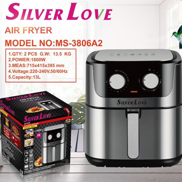 Foreign Trade Export Household 1800W Power Air Fryer 13L Large Capacity Air Fryer Stainless Steel Mechanical Model