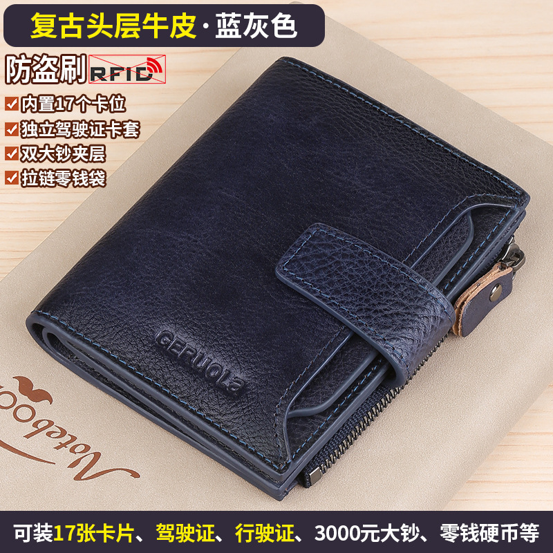 Cartera de cuero para hombre 2025 nuevo bolso de dinero clip corto bolso de plata para niños funda para tarjeta de conducir de gran capacidad